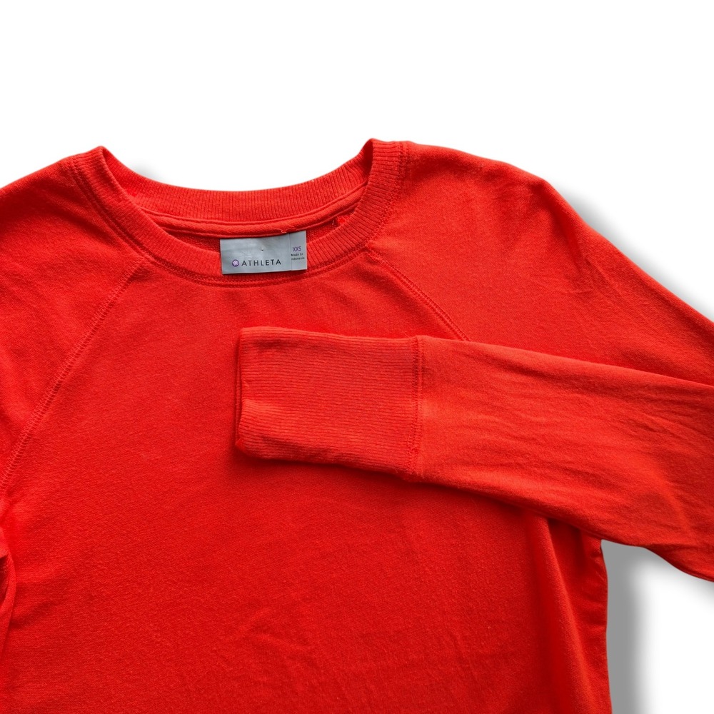Athleta Women's XXS Orange Saffron Red Criss Cross Sweatshirt Long Sleeve 489051